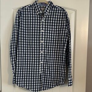 Johnston & Murphy Navy and White Checkered Shirt